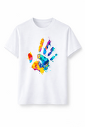 Unisex Color Splash Handprint Graphic T-Shirt – White Festival