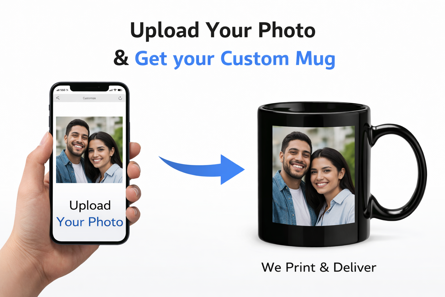 Personalized Magic Mug (Heat Reveal) – Custom Photo Color Changing Coffee Cup – 325ml Black Ceramic